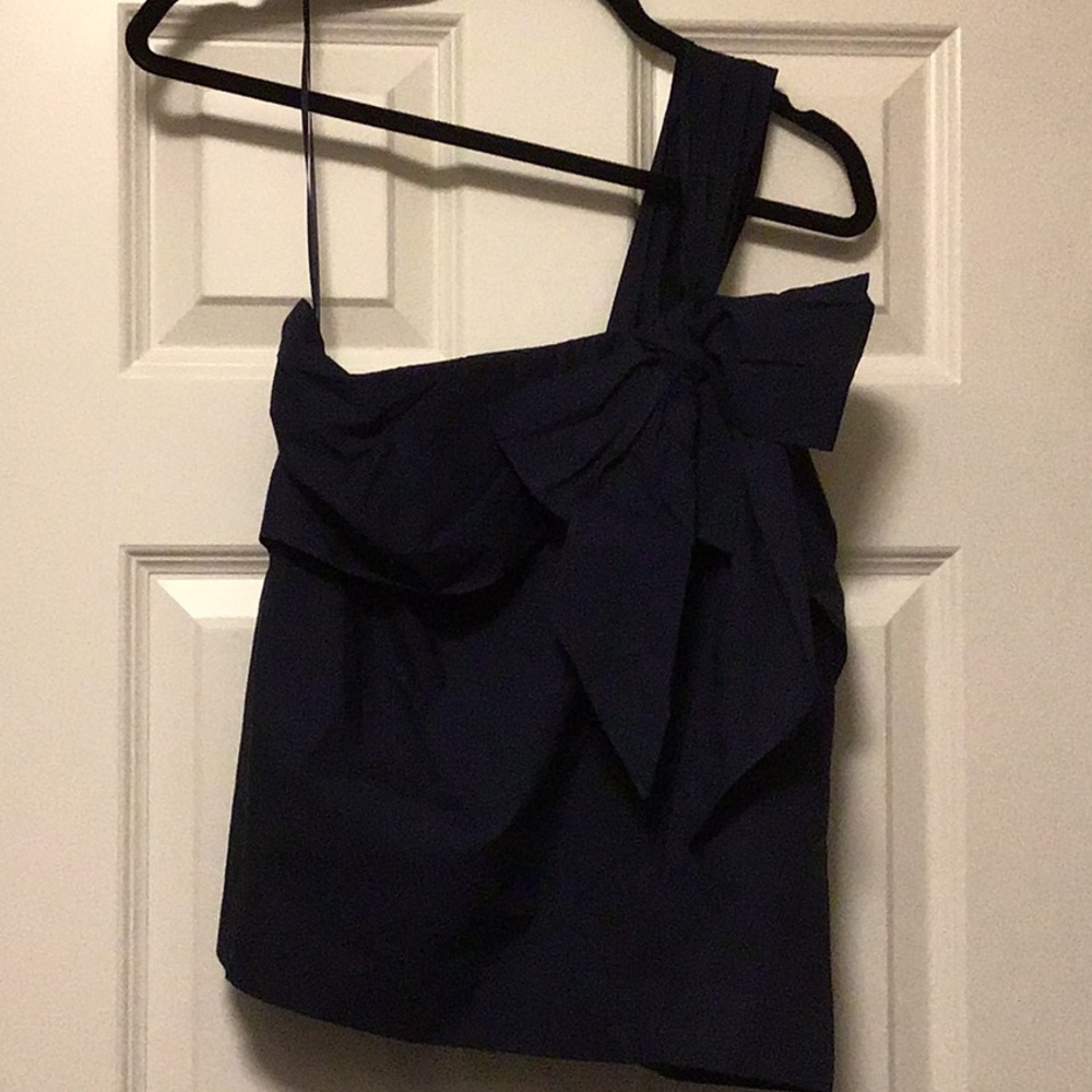 Navy One shoulder Jcrew top NWT